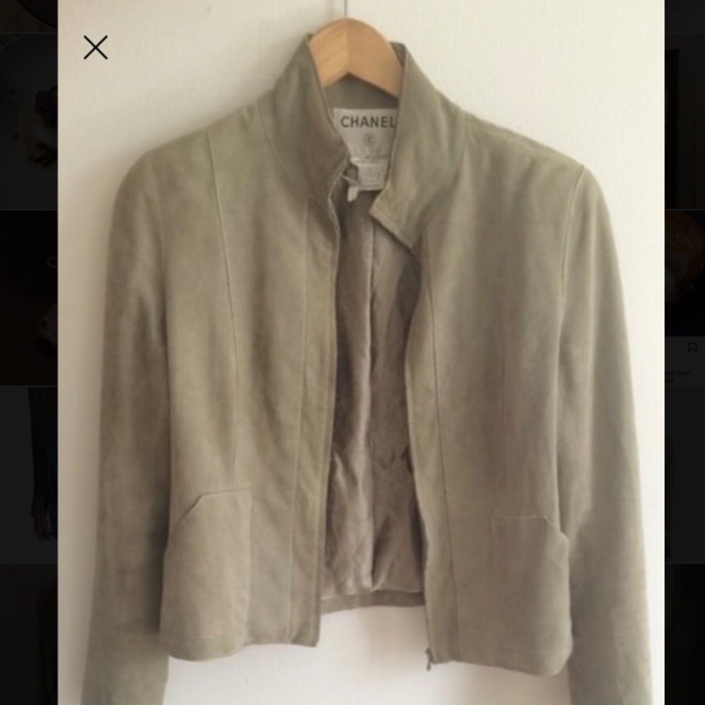 Chanel Olive Green Suede Jacket - Picture 2 of 13